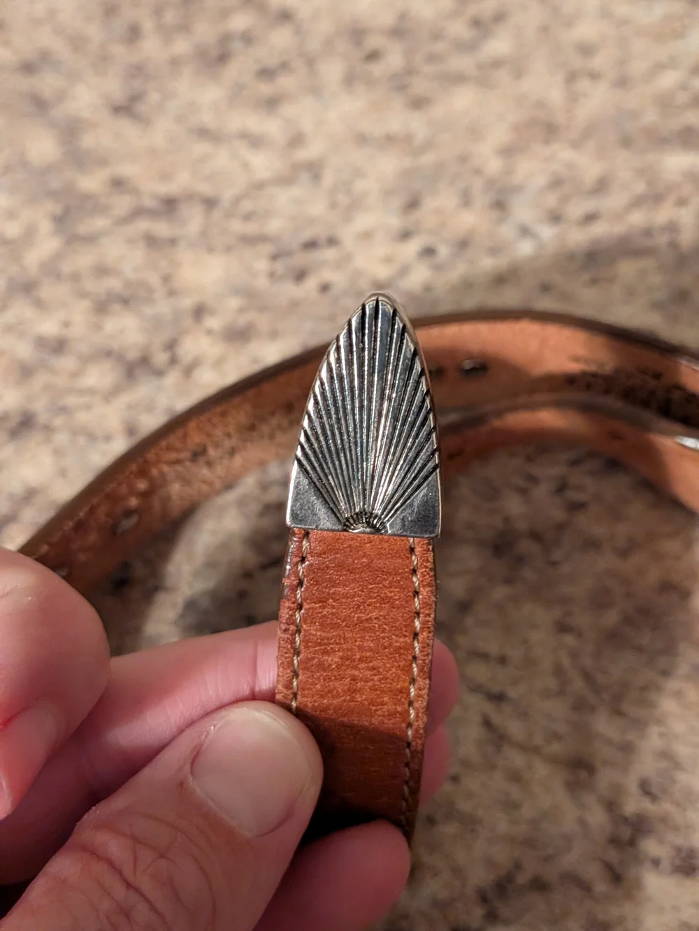 '90s Vintage Silver Creek Brown Leather Western Belt with Silver Concho Buckle